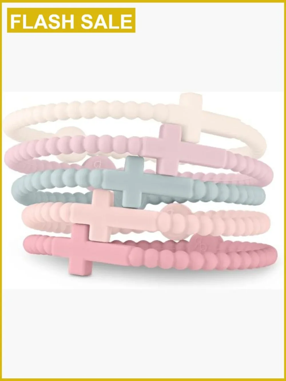 5 Pack Cross Silicone Bracelets for Kids - Bangle Style Christian Bracelet Set